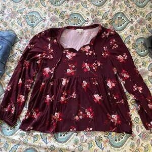 Wonderly Red Ruffled 3/4 Sleeve Blouse with Peter Pan Collar *DM FOR MORE INFO*